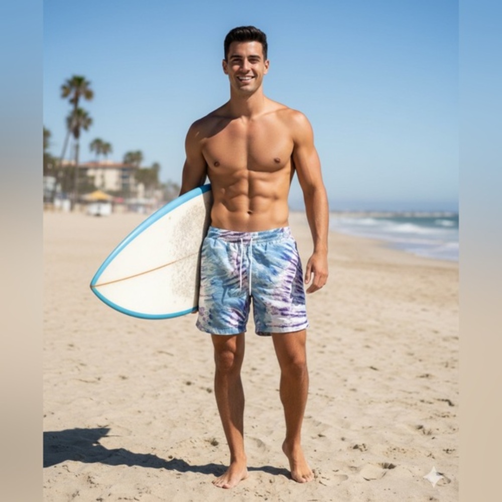 NWOT Lira Taza CRTV SCTY Men’s X Large Purple Volley Tie Dye Shorts Nylon XL